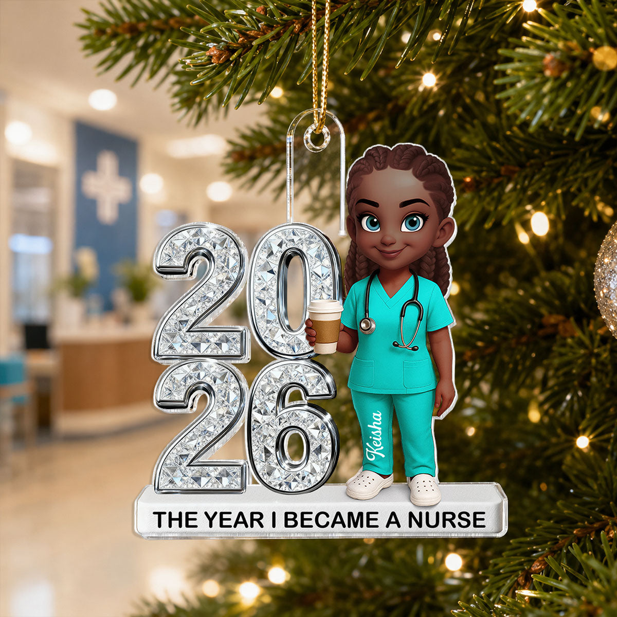 The Year I Became A Nurse - Personalized Acrylic Ornament - Christmas Gift, Graduation Gift For Nurse, Milestone Keepsake For Healthcare Workers
