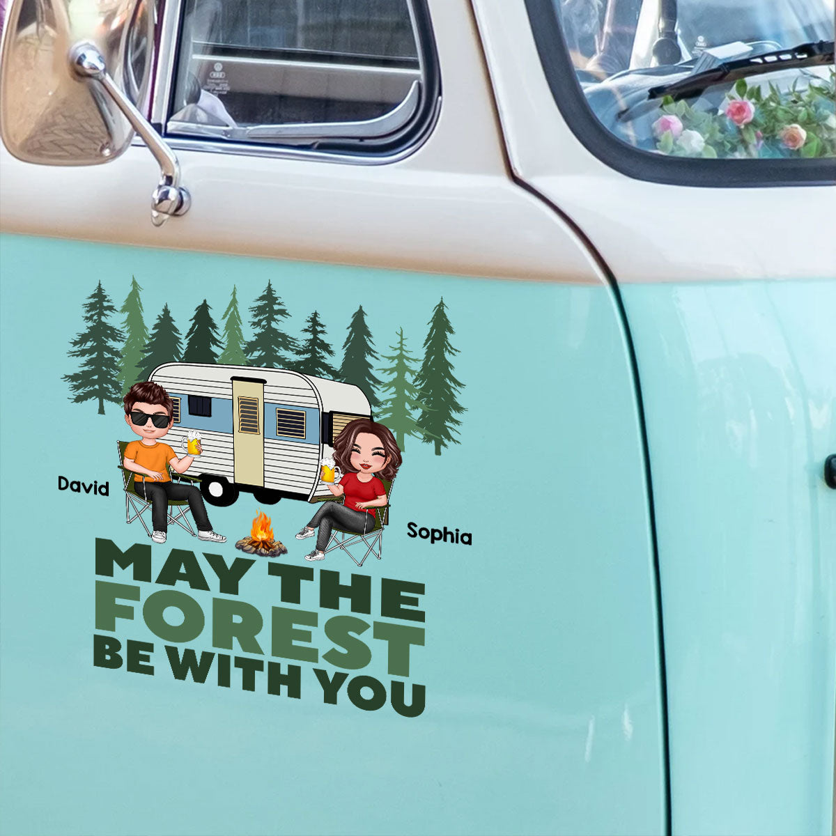 May The Forest Be With You Camping Couple Decor On Car Fridge Window Personalized Decal