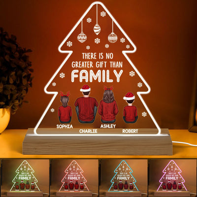 Family Back View Personalized Christmas Tree Shaped Acrylic Plaque With LED Night Light