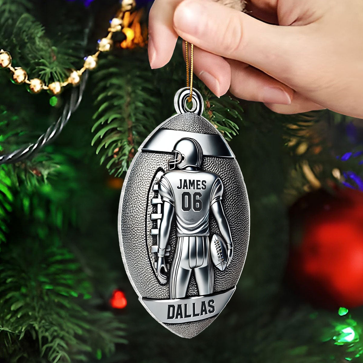 3D Faux Metal Effect Football Player Personalized Acrylic Ornament, Football Fan Gift, Football Player Keepsake, Football Lovers Gift, Football Fan Gift