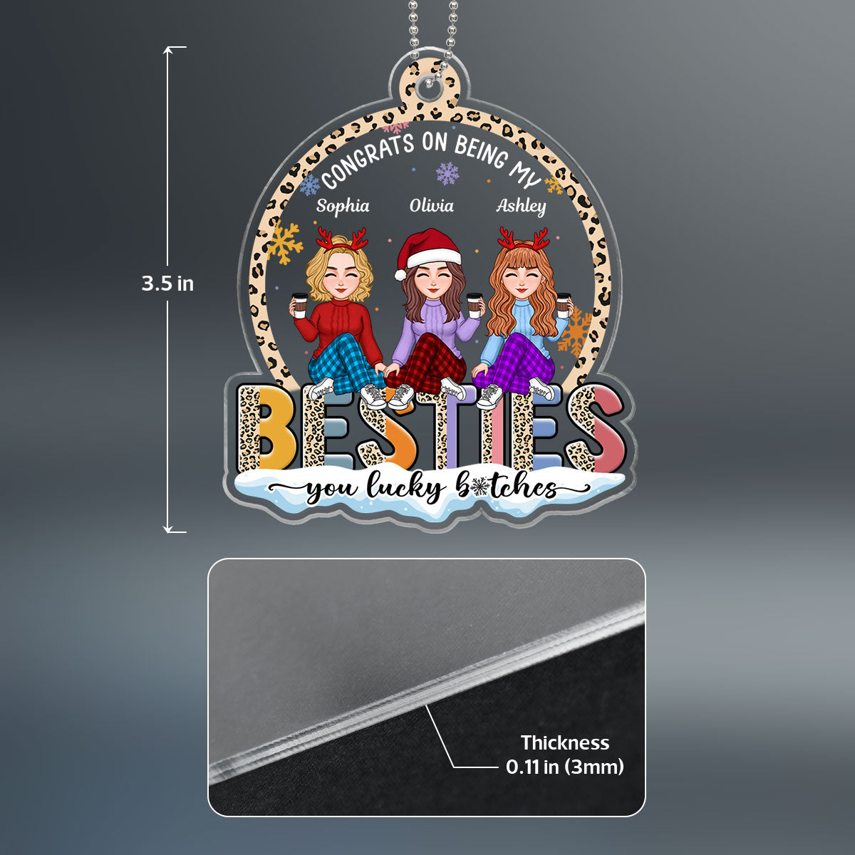 Congrats On Being My Bestie Funny Christmas Gift For Best Friends, Personalized Acrylic Ornament
