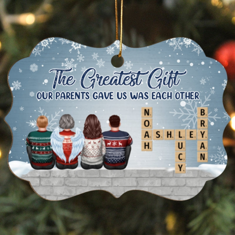 The Greatest Gift Our Parents Gave Us Was Each Other Crossword Puzzle Art Personalized Wooden Ornament - Created In A Moment, Treasured Forever