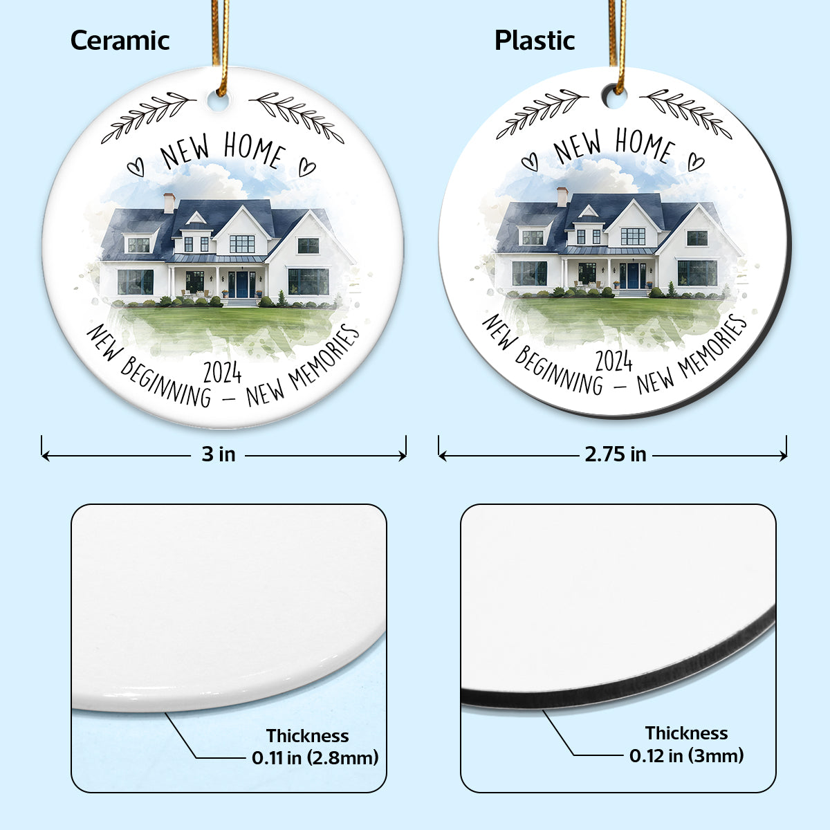 New Home New House New Beginning Photo Inserted Housewarming Gift Personalized Ceramic Ornament