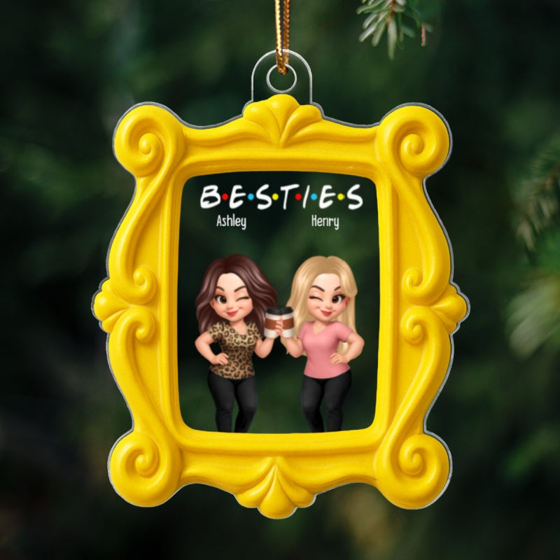 Pretty Besties Sisters Yellow Frame - Personalized Acrylic Ornament