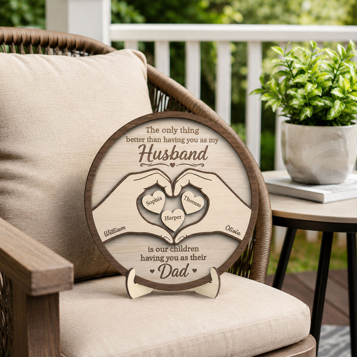 The Only Thing Having You As My Husband Hearts in Hands - Personalized 2-Layered Wooden Plaque - Father's Day Gift For Husband