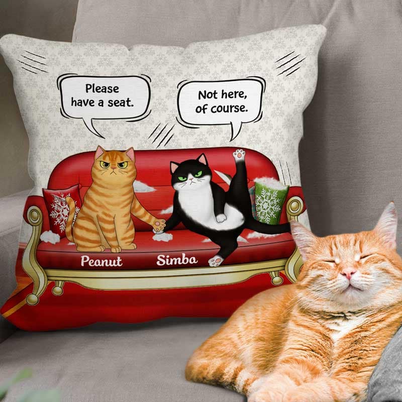Cats Scratching Sofa Personalized Pillow
