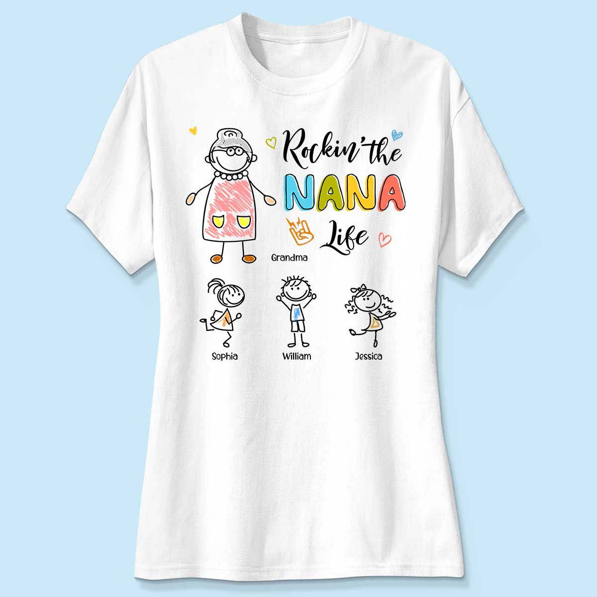 Rockin' Grandma Life Drawing Personalized Shirt