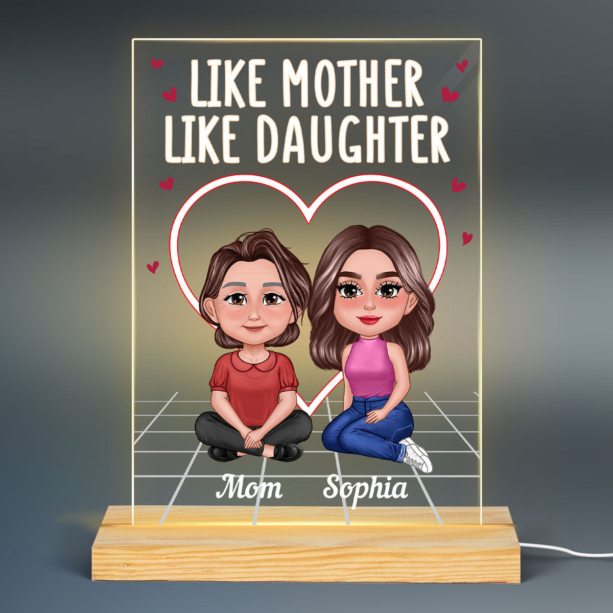 Pretty Doll Like Mother Like Daughter Neon Personalized Acrylic LED Night Light