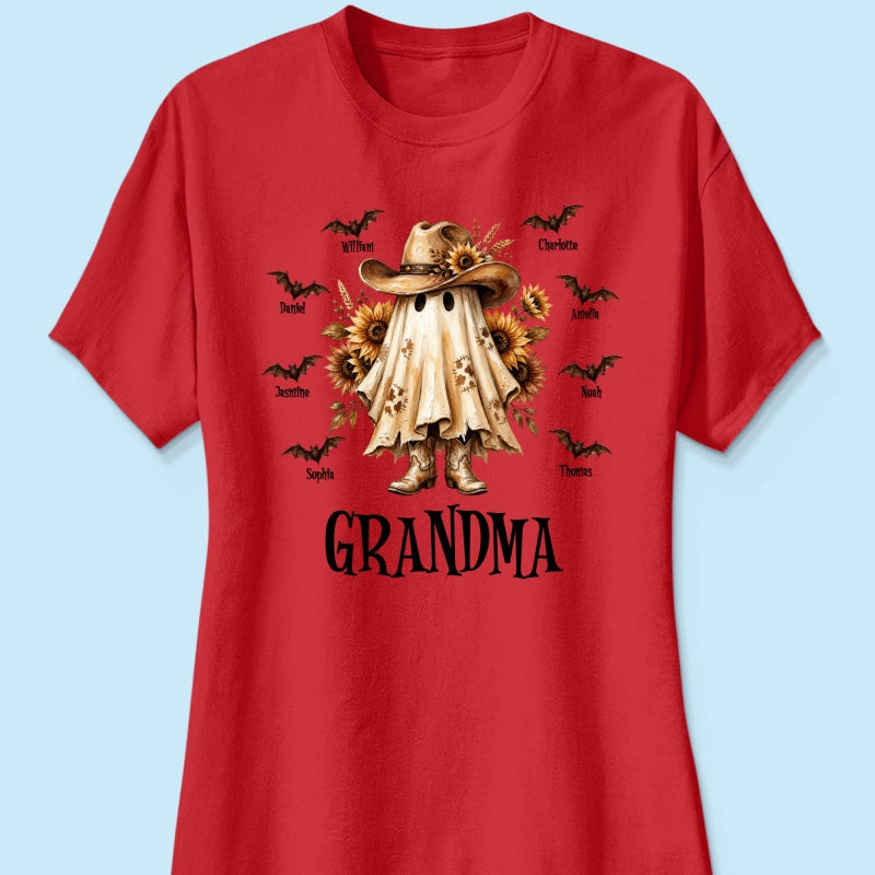 Western Cowgirl Boo Grandma Fall Season Halloween - Personalized Shirt - Halloween Gift For Grandma