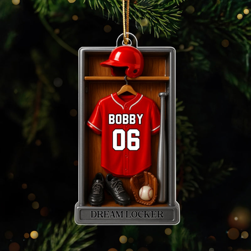 Baseball Softball Jersey Dream Locker - Personalized Acrylic Ornament - Christmas Gift for Sons, Grandsons, Boyfriends