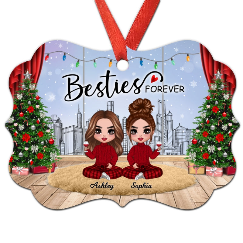Doll Girls Besties Sisters Christmas Window Personalized Christmas Ornament