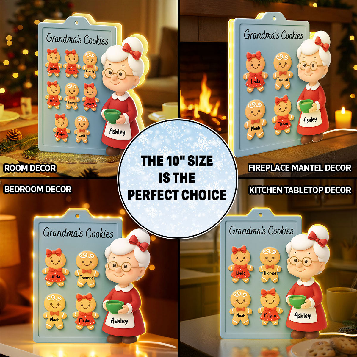 Grandma Cookies 3D Effect - Personalized Light Box - Christmas Gift for Grandmas