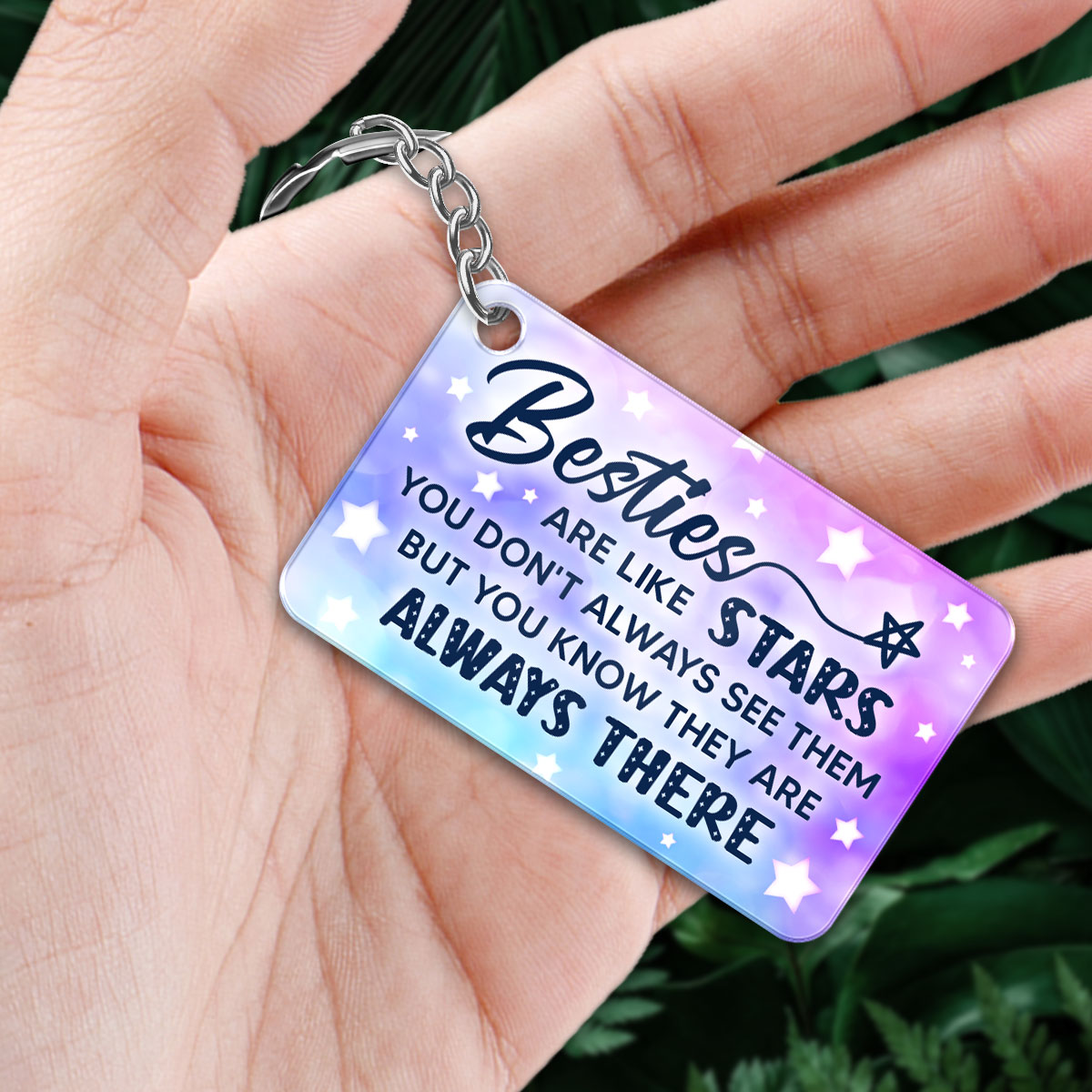 Besties Sisters Pretty Doll Like Stars Galaxy Background Personalized Acrylic Keychain