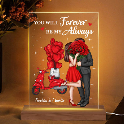 Elegant Couple Valentine‘s Gift Personalized Rectangle Acrylic Plaque LED Night Light
