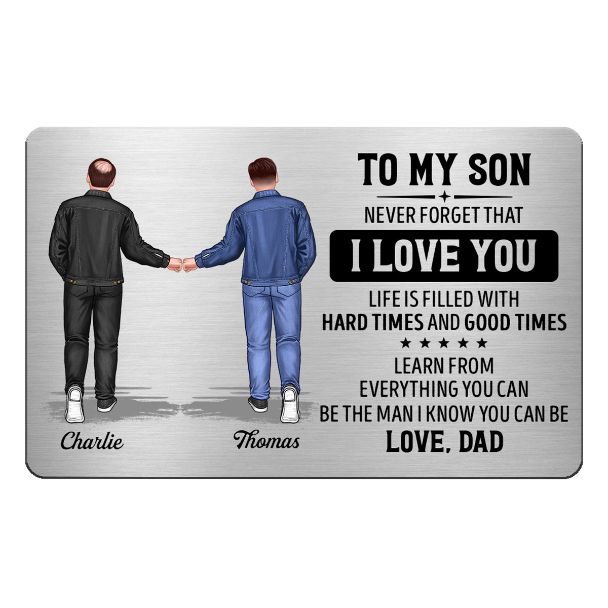 To My Son From Dad Punch Hands Personalized Metal Wallet Card