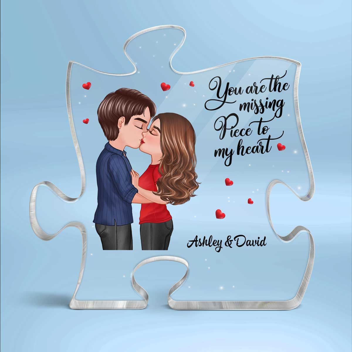 Couple Kissing The Missing Piece To My Heart Personalized Puzzle Acrylic Plaque - Valentine‘s Day Gift - Anniversary Gift For Him - Gift For Her