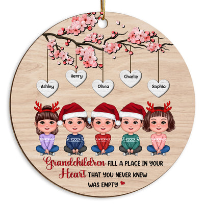 Grandkids Under Blossom Tree Christmas Gifts Personalized Wooden Ornament
