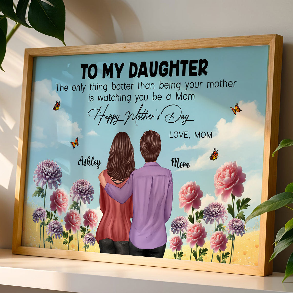 To My Daughter From Mom Happy Mother's Day Birth Flower Personalized Poster, Gift For Daughter