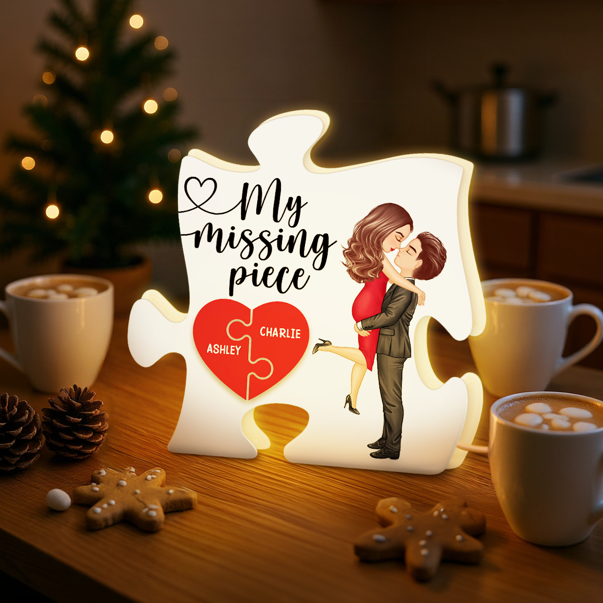 Couple My Missing Piece - Personalized Light Box - Heartwarming Gift For Couple