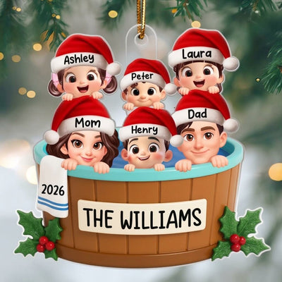 Family Hot Tub Jacuzzi - Personalized Acrylic Ornament - 2025 Christmas Family Ornament