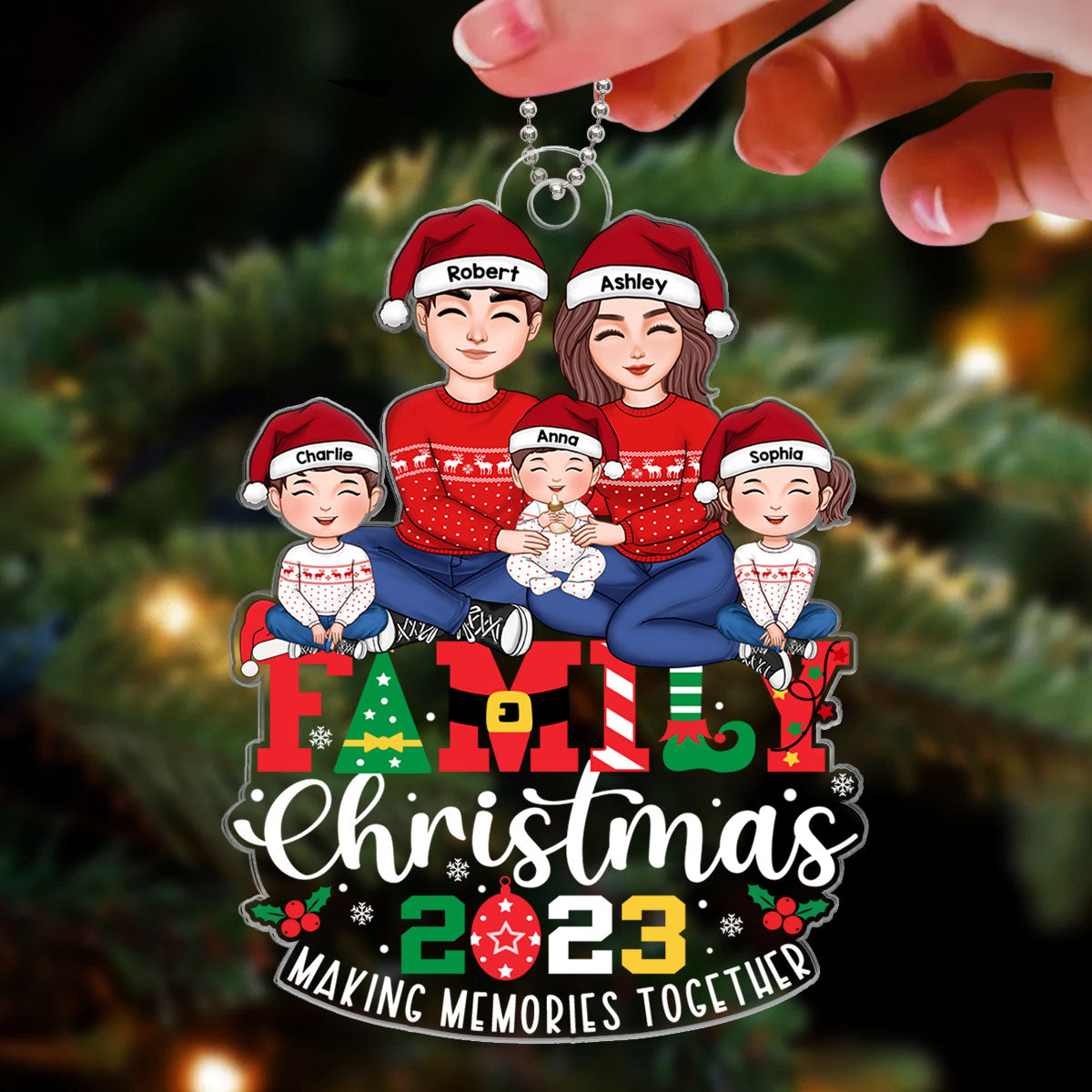 Family Christmas 2023 Making Memories Together Personalized Acrylic Ornament