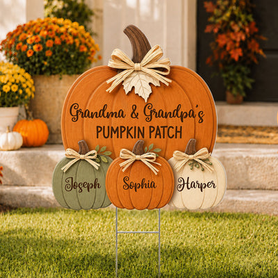 Cozy Rustic Fall Vibe Grandpa Grandma's Pumpkin Patch - Personalized Yard Sign - Fall Decor For Grandparents