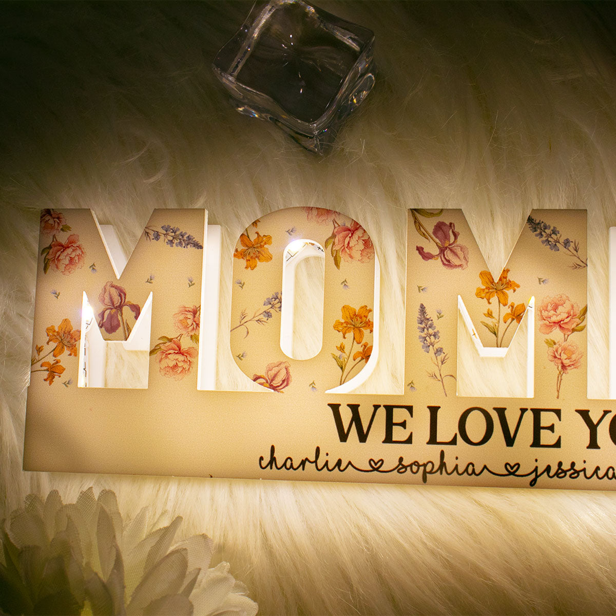 Custom Flower Printed LED Light Box, Birth Month Flower, Gift For Mom, Gift For Grandma
