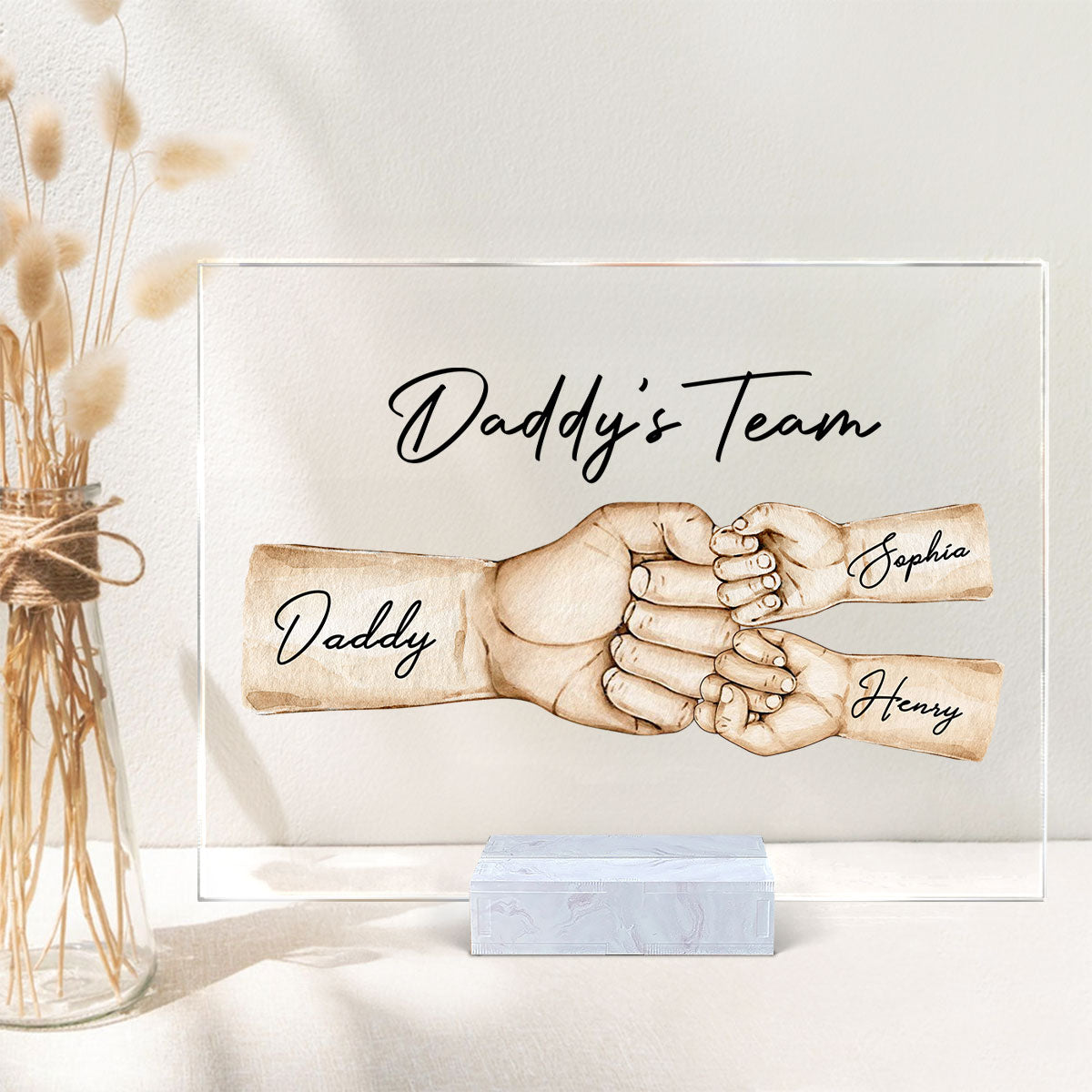 Daddy's Team Fist Bump Personalized Acrylic Plaque