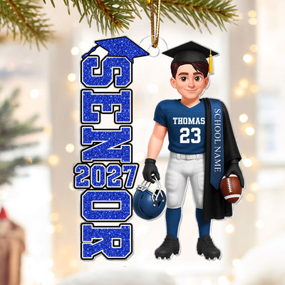 Football Senior 2026 2027 - Personalized Acrylic Ornament - Christmas Gift For Seniors, Daughter, Son, Granddaughters, Grandsons