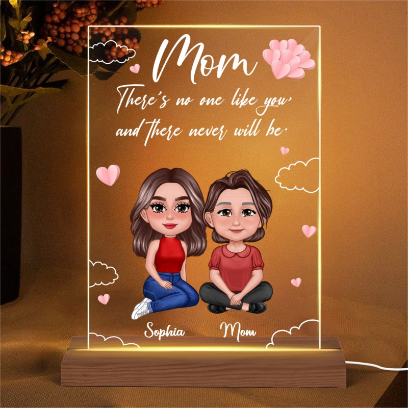 There Is No One Like You Mom Pretty Doll Mother Daughter Personalized Rectangle Acrylic Plaque With LED Night Light