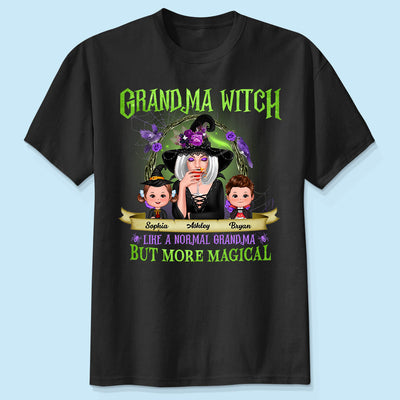 Green And Purple Halloween Grandma And Kids Personalized Shirt