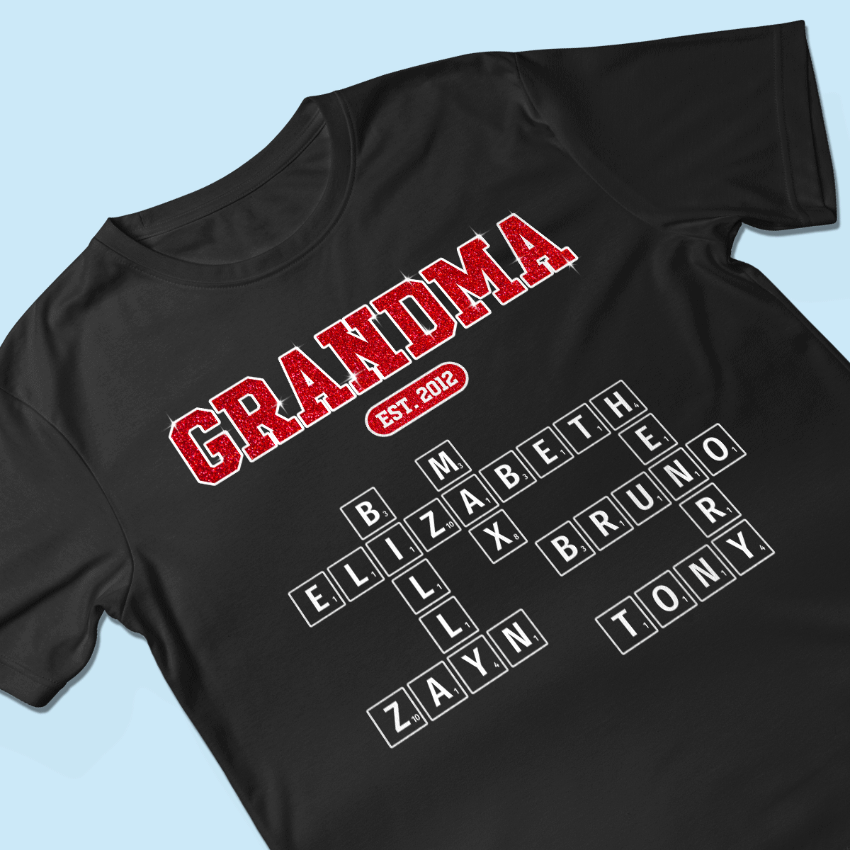 Grandma Est. Pink Crossword Art Puzzle Unique Gift For Grandma Mom Personalized Shirt