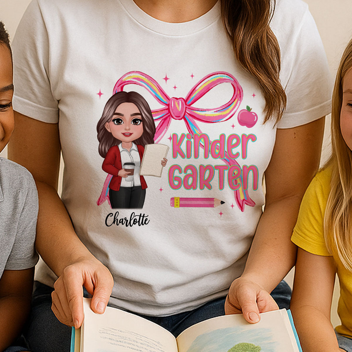 Preppy Style Pinky Teacher Custom Grade Personalized Shirt