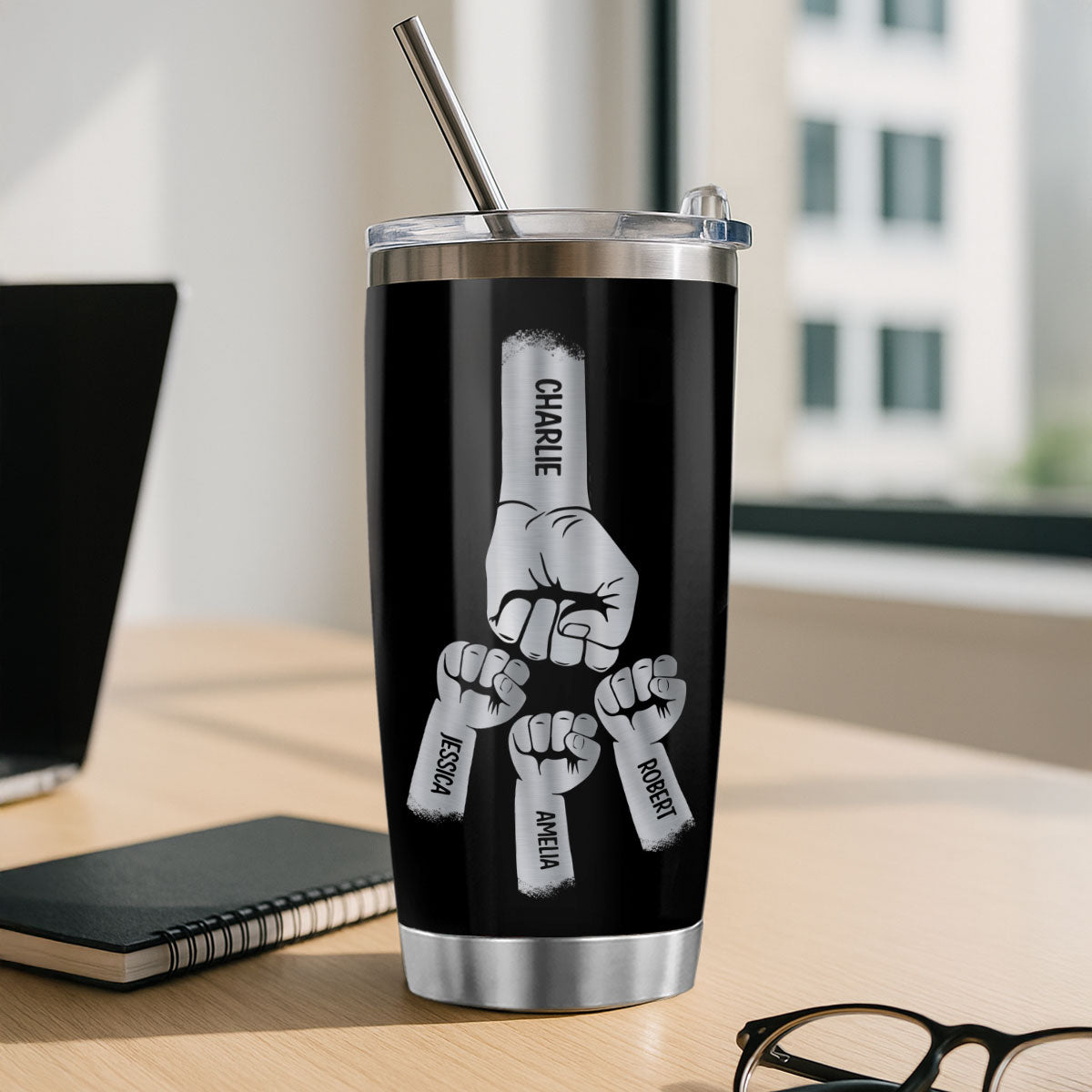 Best Dad Grandpa Ever Fist Bump Personalized Tumbler| Coolest Father's Day Gift For Dad, Grandpa