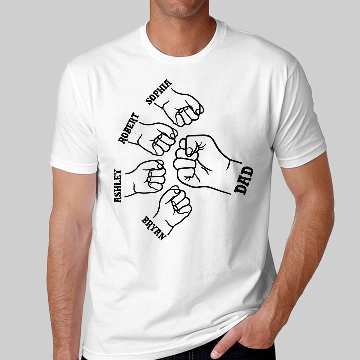 Dad Grandpa And Kids Hands Outline Personalized Shirt