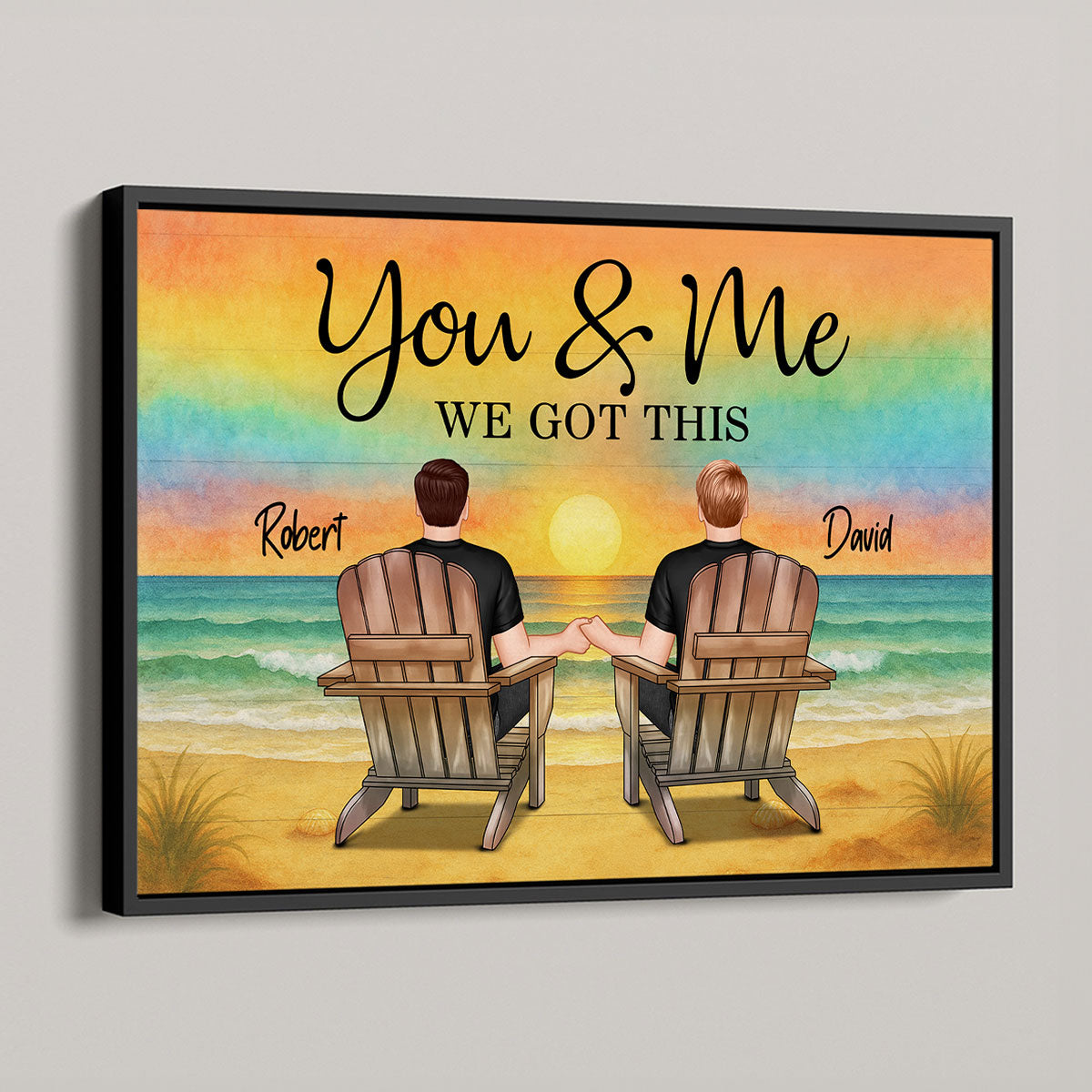 LGBT Couple Beach Landscape Pride Month Personalized Poster