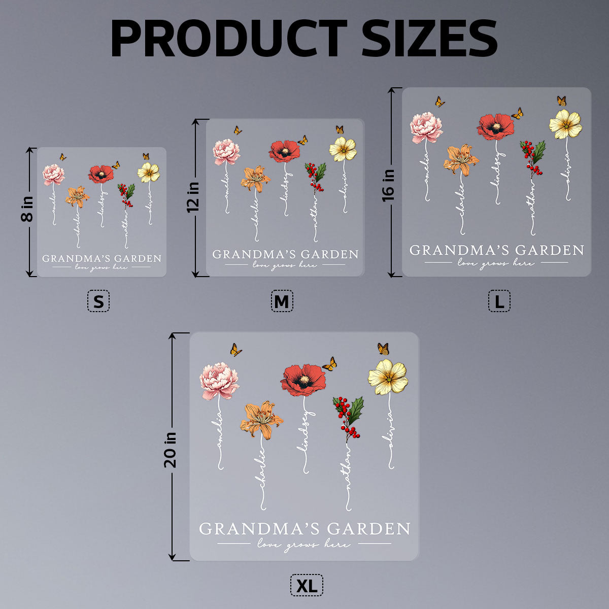 Grandma’s Garden Birth Flower Gift For Grandma Decor On Car Fridge Window Personalized Decal