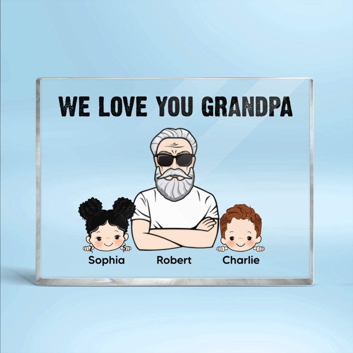Grandpa We Love You Personalized Horizontal Rectangle Acrylic Block Plaque