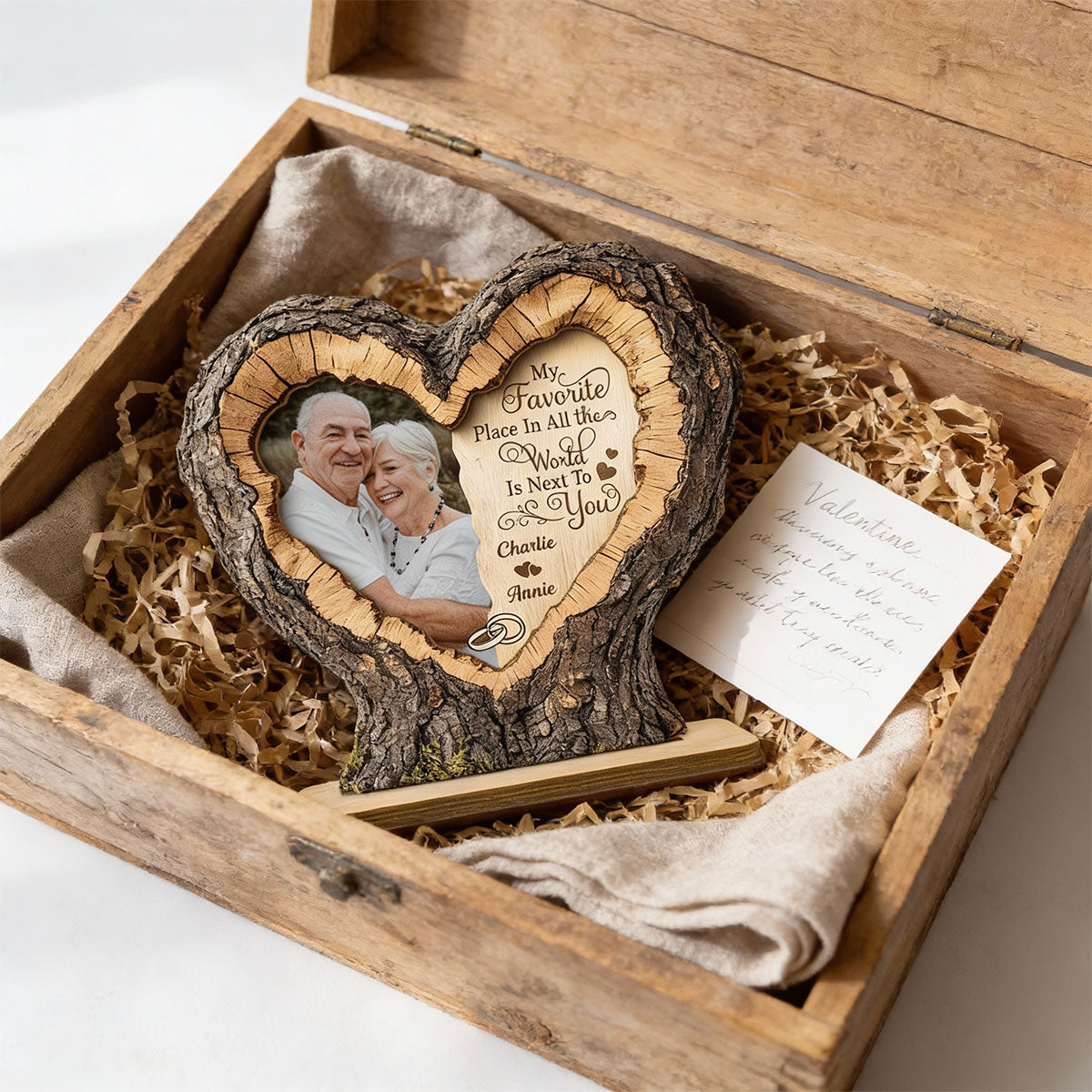 Favorite Place Next To You Couple Custom Photo 2D Flat - Personalized 2-Layered Wooden Plaque - Anniversary Gift, Valentine's Gift For Him, For Her