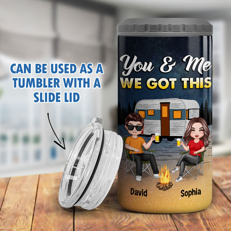 You Me We Got This Doll Couple Campsite At Night Personalized 4 In 1 Can Cooler