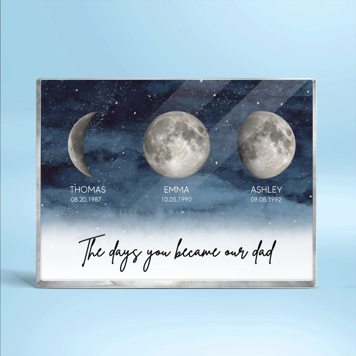 Starry Night Custom Birth Moon Phase The Days You Became Our Dad Personalized Rectangle Acrylic Block Plaque