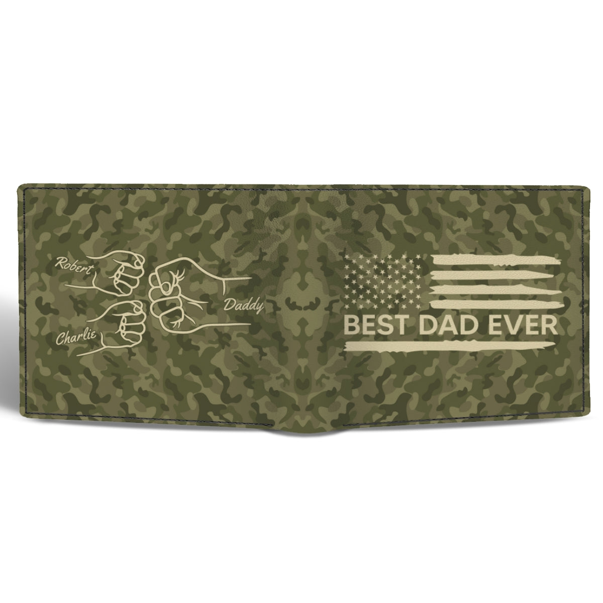 Best Dad Ever Nation Flag Camouflage Pattern Fist Bump Outline Personalized Printed Men‘s Wallet