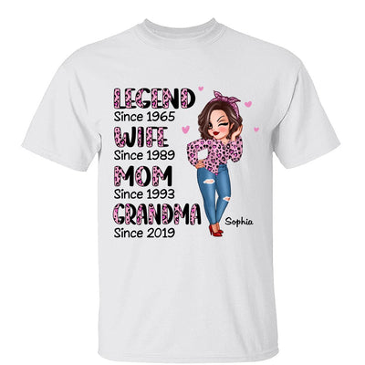 Legend Wife Mom Grandma Pink Leopard Pattern Personalized Shirt, Heartfelt 2025 Gift For Grandma, Mom