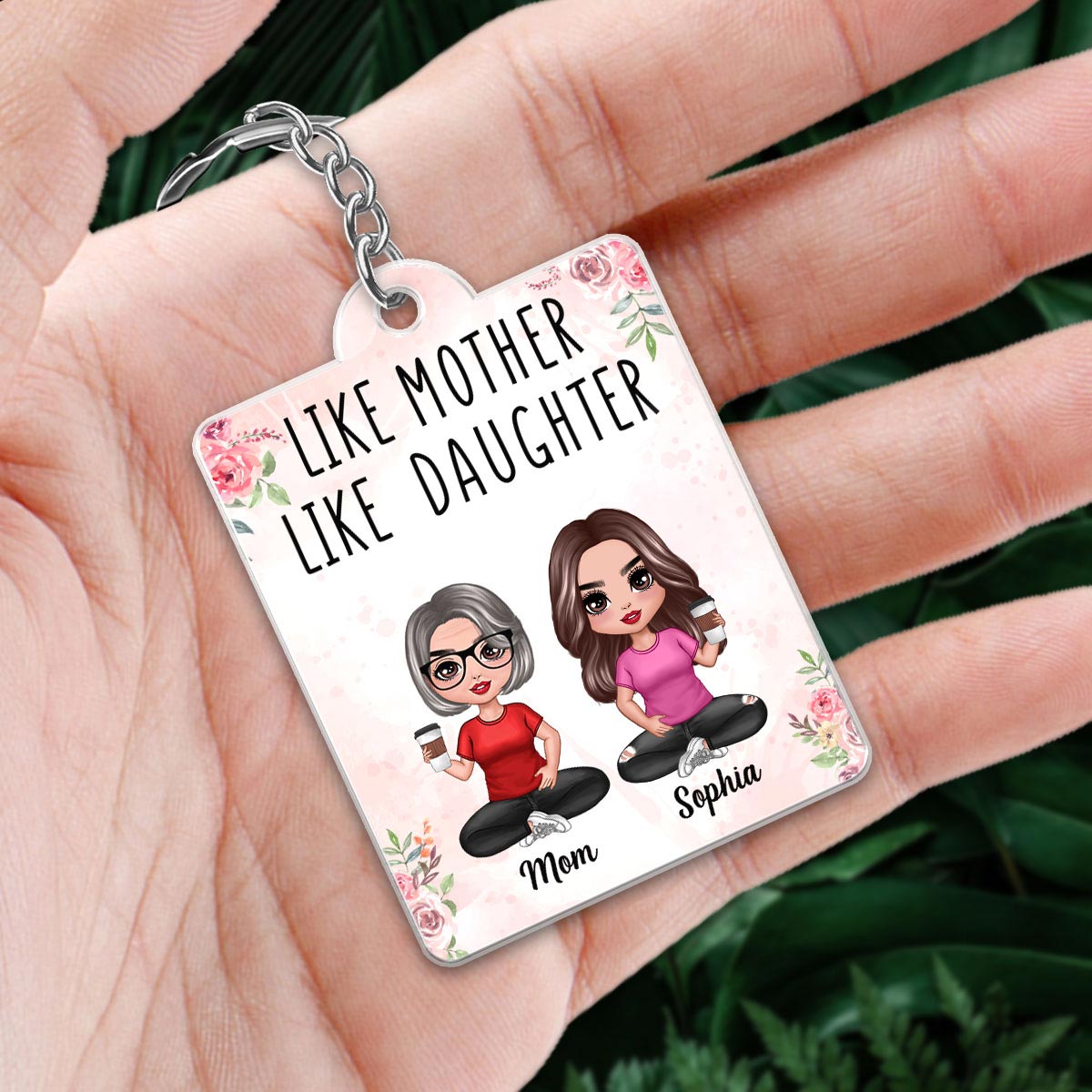 Like Mother Like Daughter Doll Women Sitting Favorite Song QR Code Personalized Acrylic Keychain