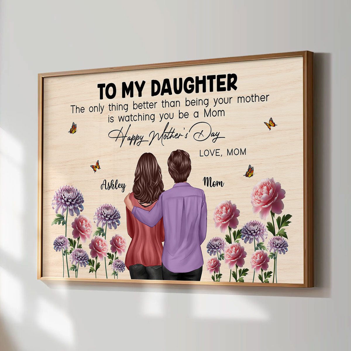 To My Daughter From Mom Happy Mother's Day Birth Flower Personalized Poster, Gift For Daughter