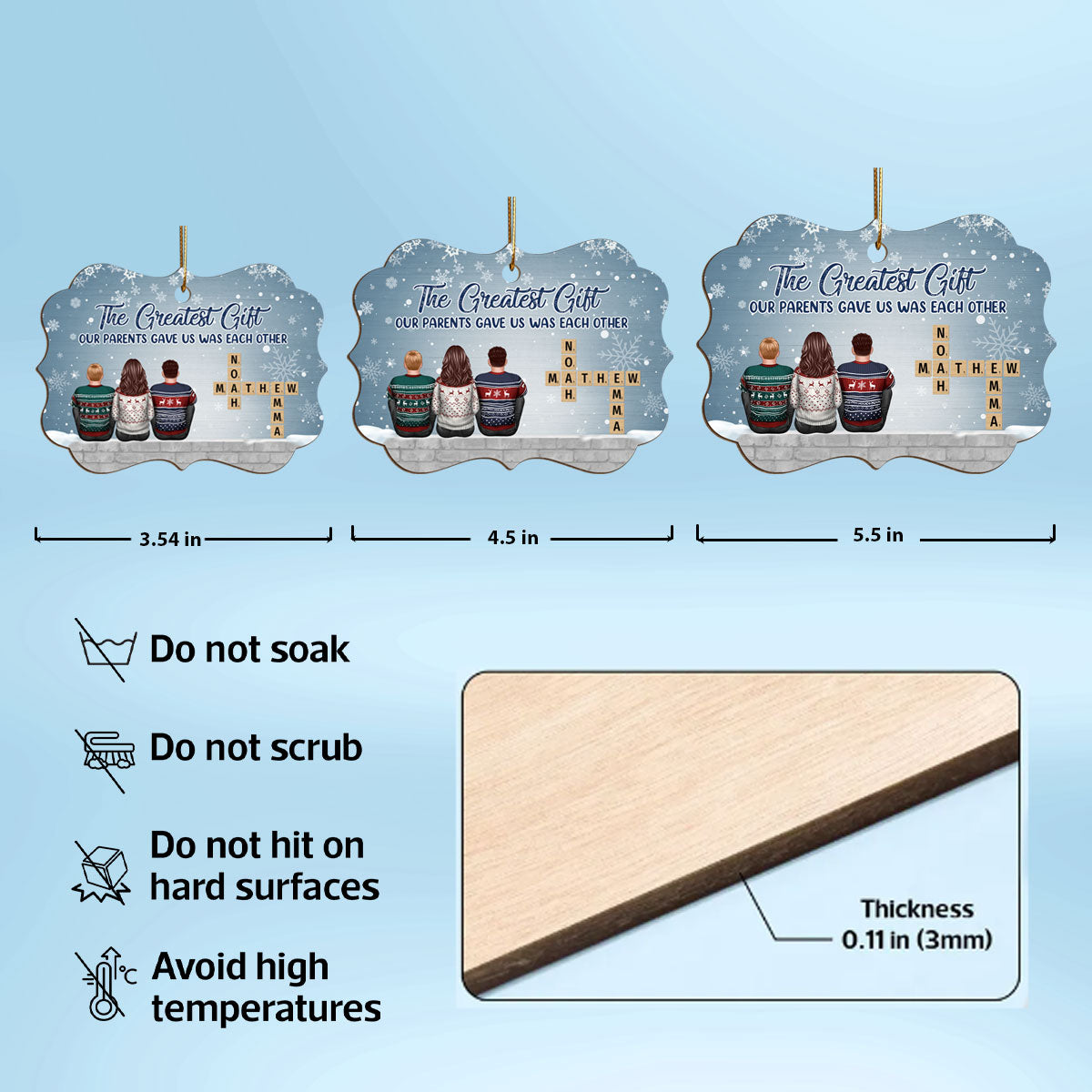 The Greatest Gift Our Parents Gave Us Was Each Other Crossword Puzzle Art Personalized Wooden Ornament - Created In A Moment, Treasured Forever