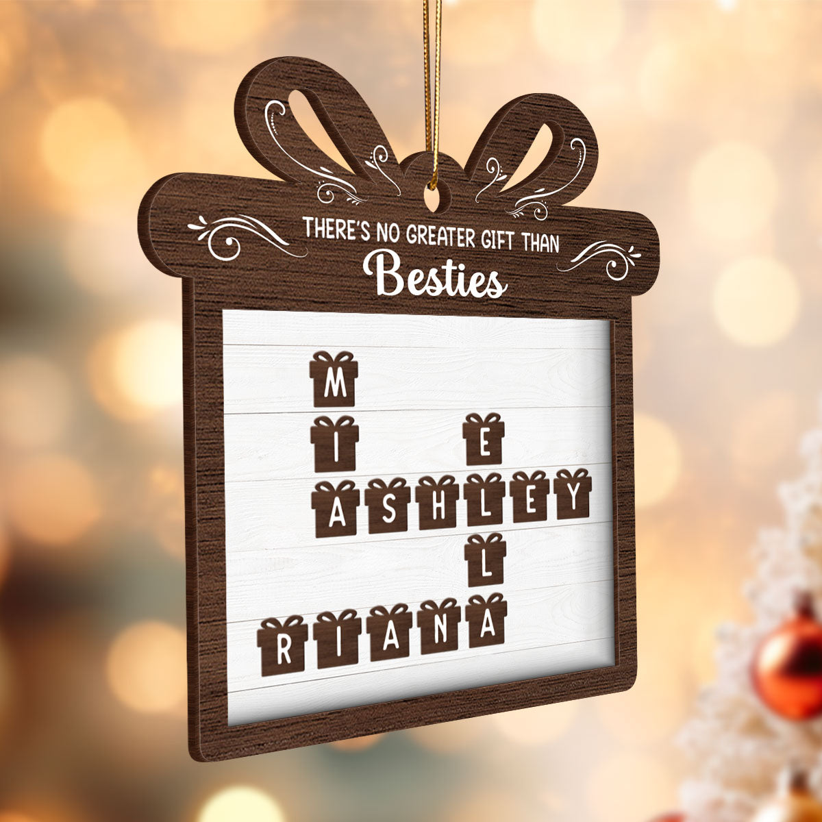 No Greater Gift Than Besties Sisters Friends Crossword Puzzle Art Personalized 2-Layer Wooden Ornament