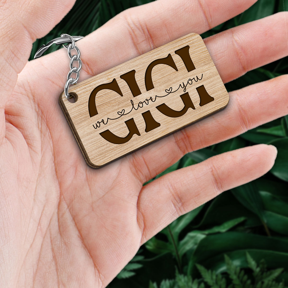 Best Gigi Ever Back View Woman Kids Dog Cat Personalized Wooden Keychain