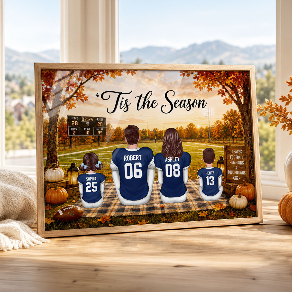 Trending Fall Season Football Family Sitting - Personalized Poster - Gift For Husband Dad Grandpa