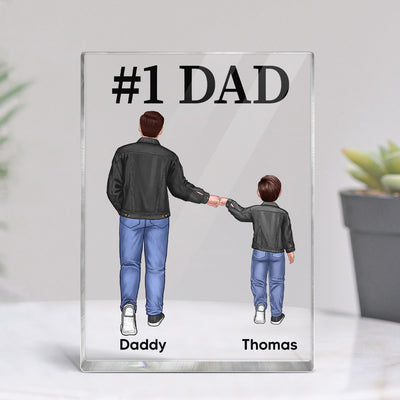 Dad Grandpa Kids Punch Hand Personalized Vertical Rectangle Acrylic Block Plaque